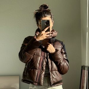 Abercrombie Leather Puffer Jacket